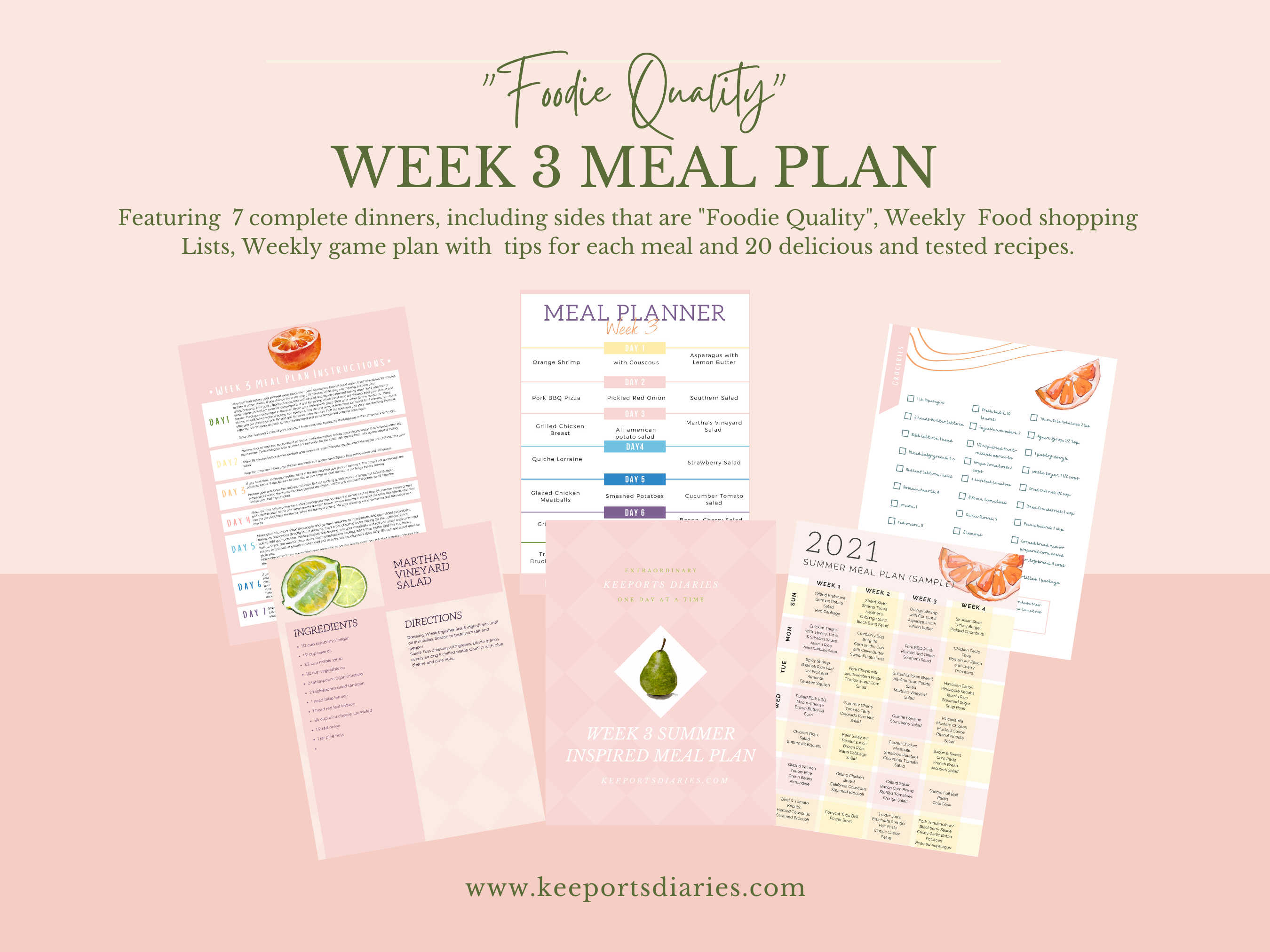 “Foodie Quality” Week Three Summer Meal Plan